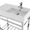 Modern Ceramic Console Sink With Counter Space and Chrome Base